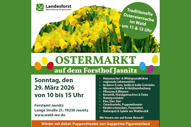 Hereinspaziert zum Ostermarkt auf dem Forsthof in Jasnitz 2026!